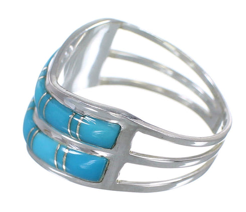 Southwestern Genuine Sterling Silver Turquoise Ring Size 8 YX93069